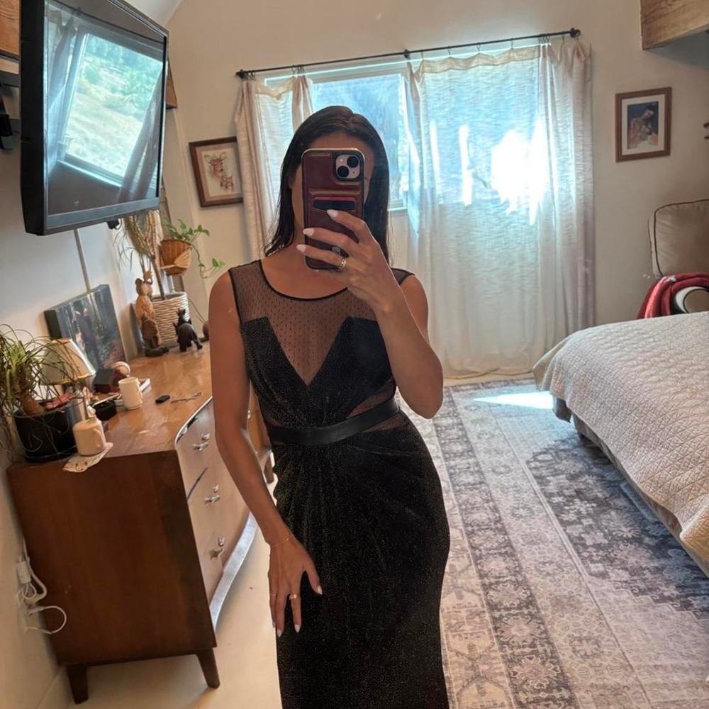 Black lace and leather whimsygoth maxi dress